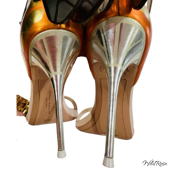 Sophia Webster Chiara Nude, Silver, & Orange Butterfly Heels SZ 36.5 - Picture 7 of 14